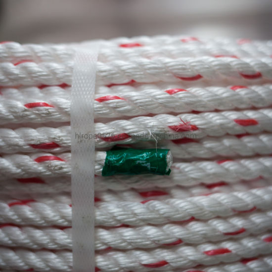 Cuerda de varios hilos de flotador blanco de 10 mm con manchas rojas (bobina de 220 m)
