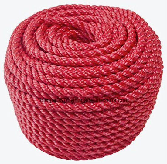 Red 3-Strands Twisted Polypropylene Monofilament Rope con ambos planos finales